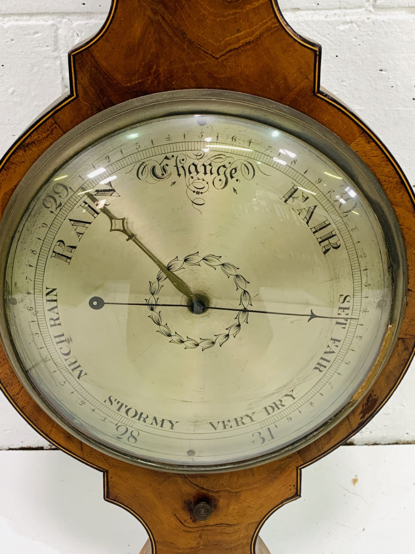 Early 19th century inlaid mahogany veneered wheel barometer by J Somalvico - Image 4 of 9