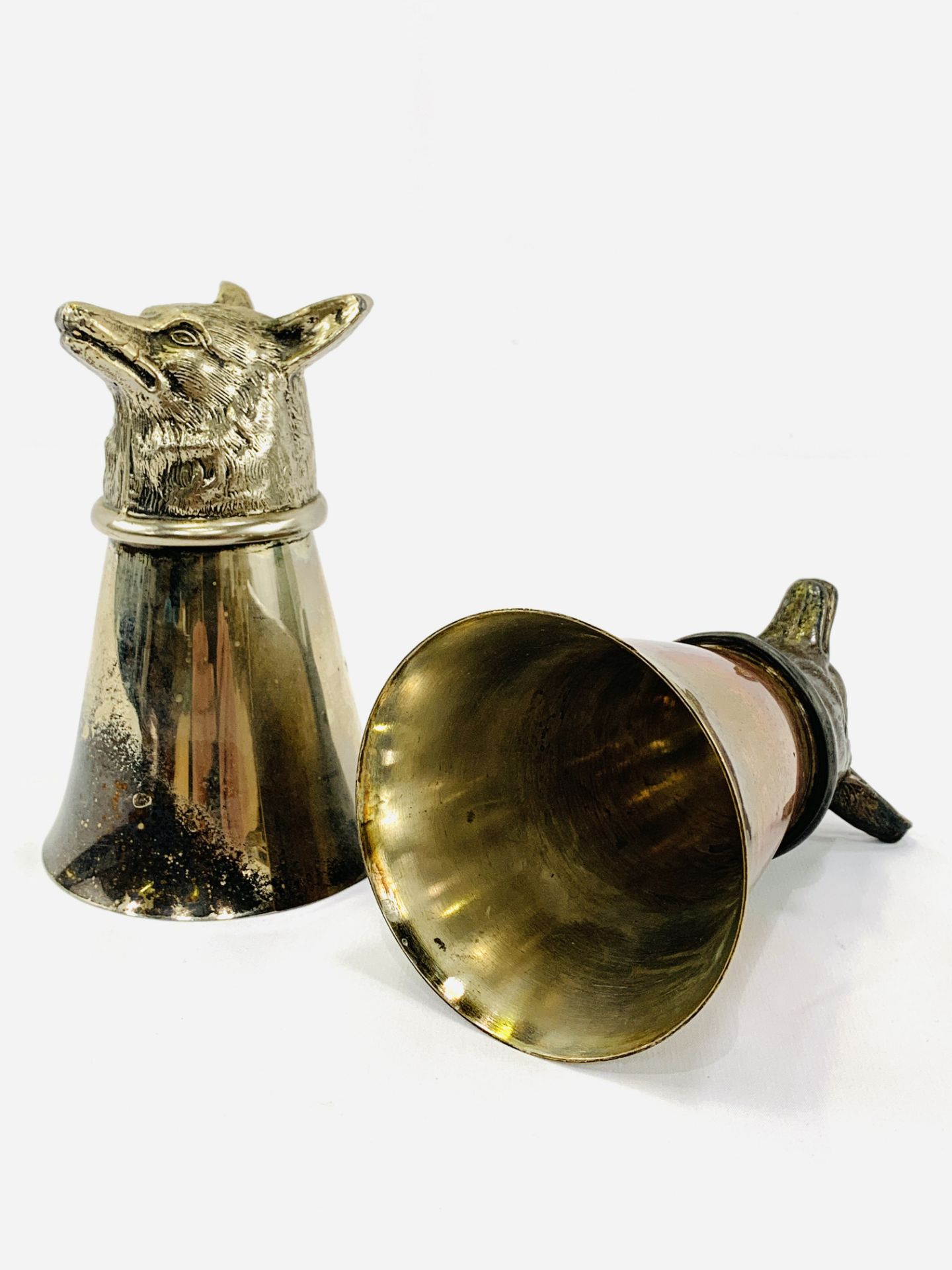 Two silver plate stirrup cups with foxes' heads - Image 5 of 5
