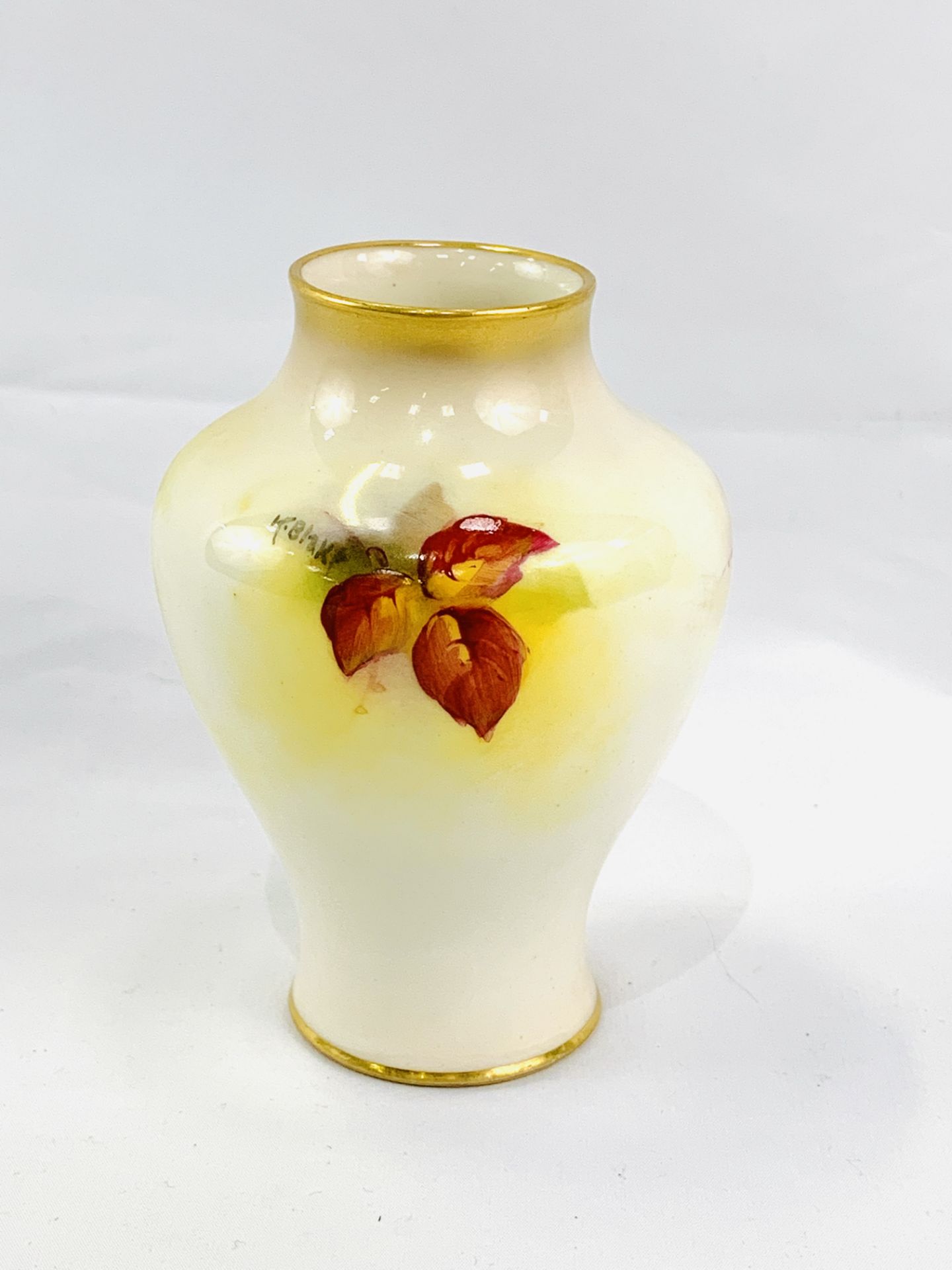 Royal Worcester vase hand-painted with blackberries by J Blake - Image 5 of 5