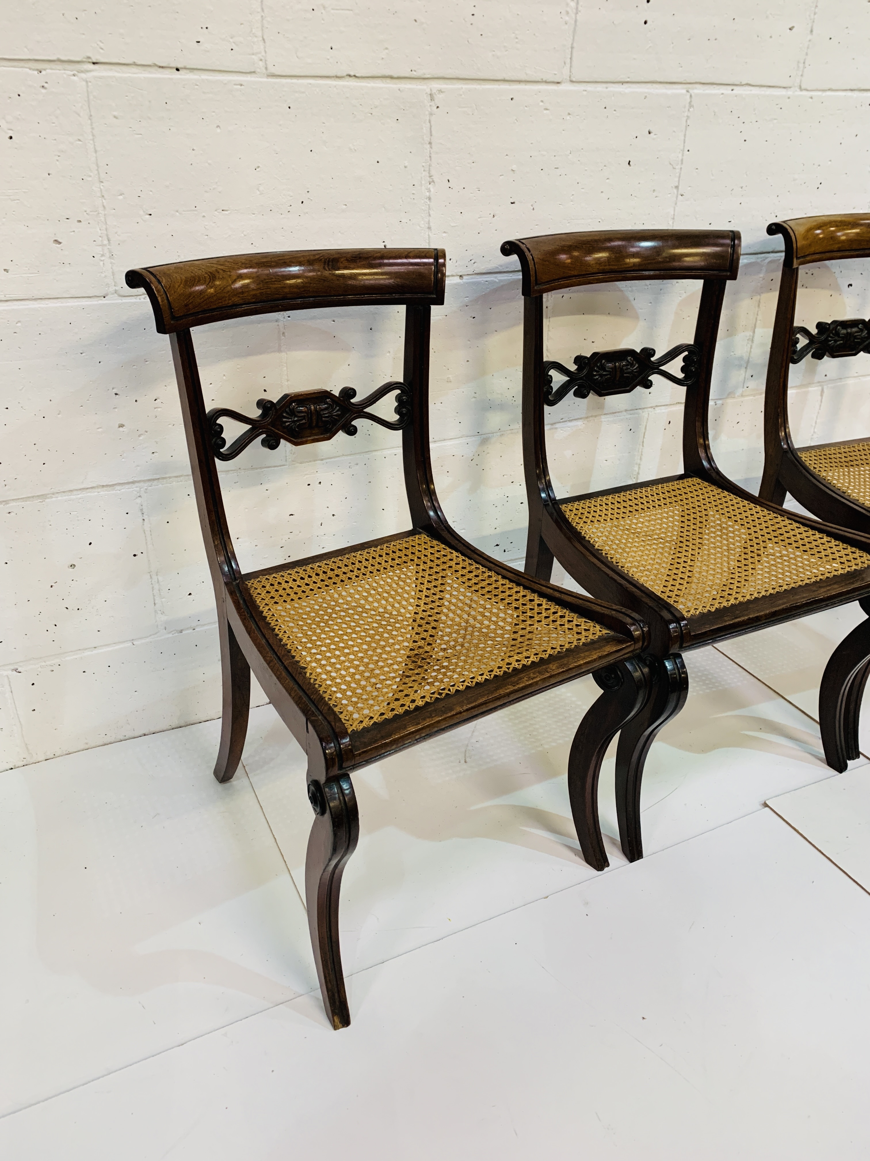 Three mahogany cane seat dining chairs - Image 2 of 5