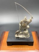 Japanese silver fisherman figurine