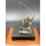 Japanese silver fisherman figurine