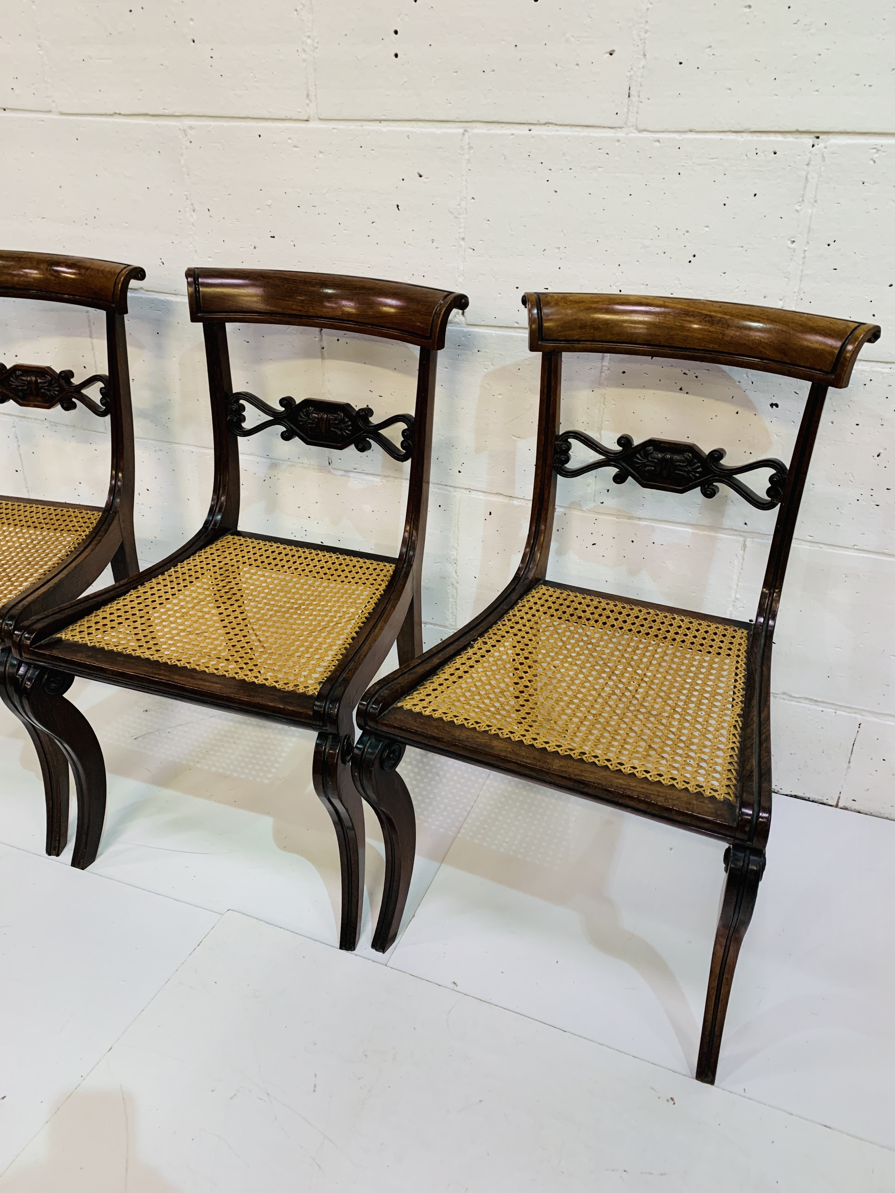 Three mahogany cane seat dining chairs - Image 3 of 5