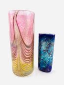 Two iridescent glass vases