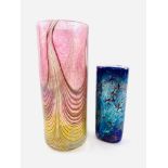 Two iridescent glass vases