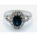 White gold sapphire and diamond ring