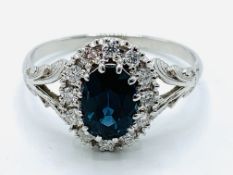 White gold sapphire and diamond ring