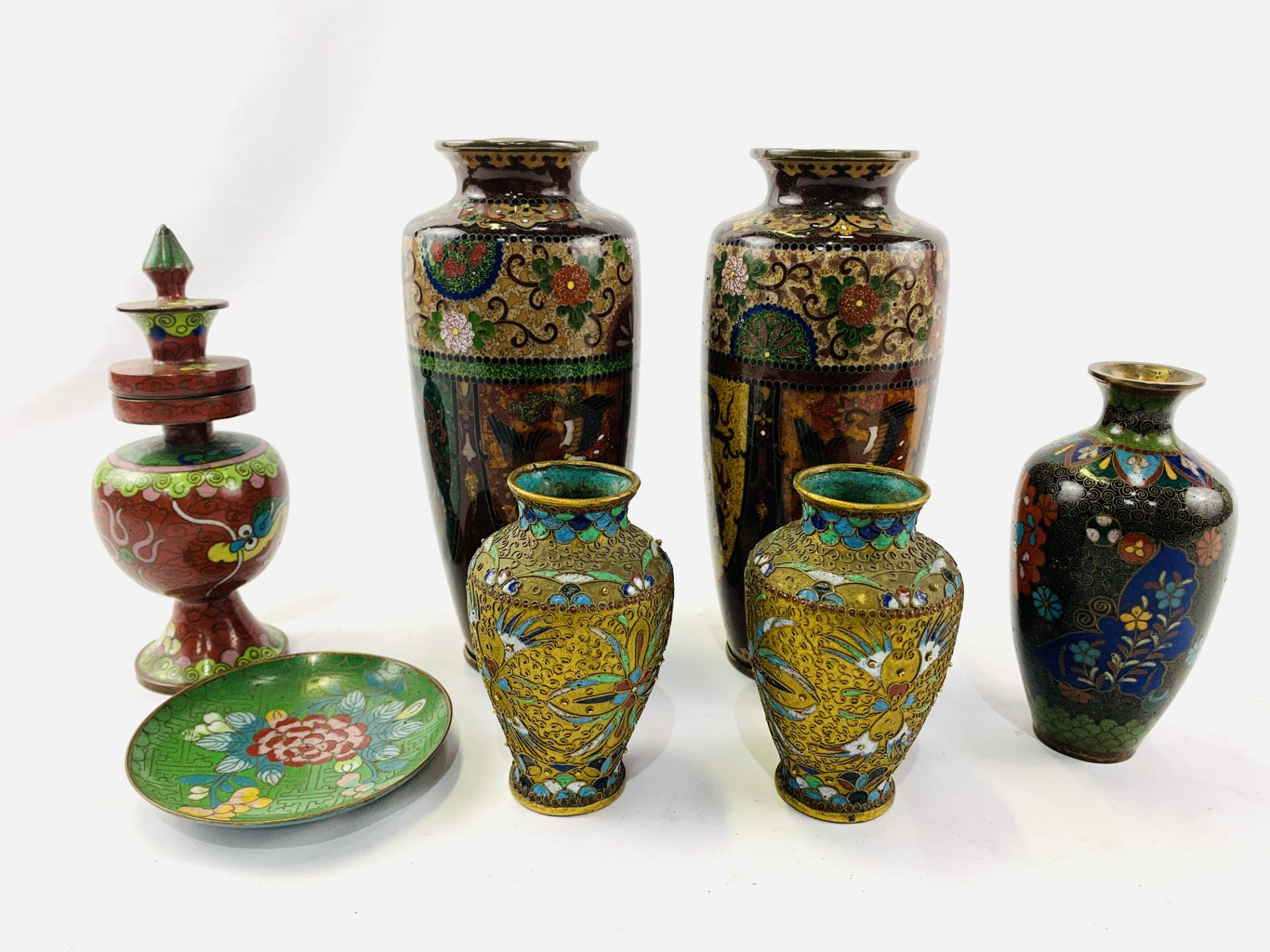 Collection of cloisonné objects