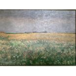 Framed oil on canvas of fields signed P. Arntzenius