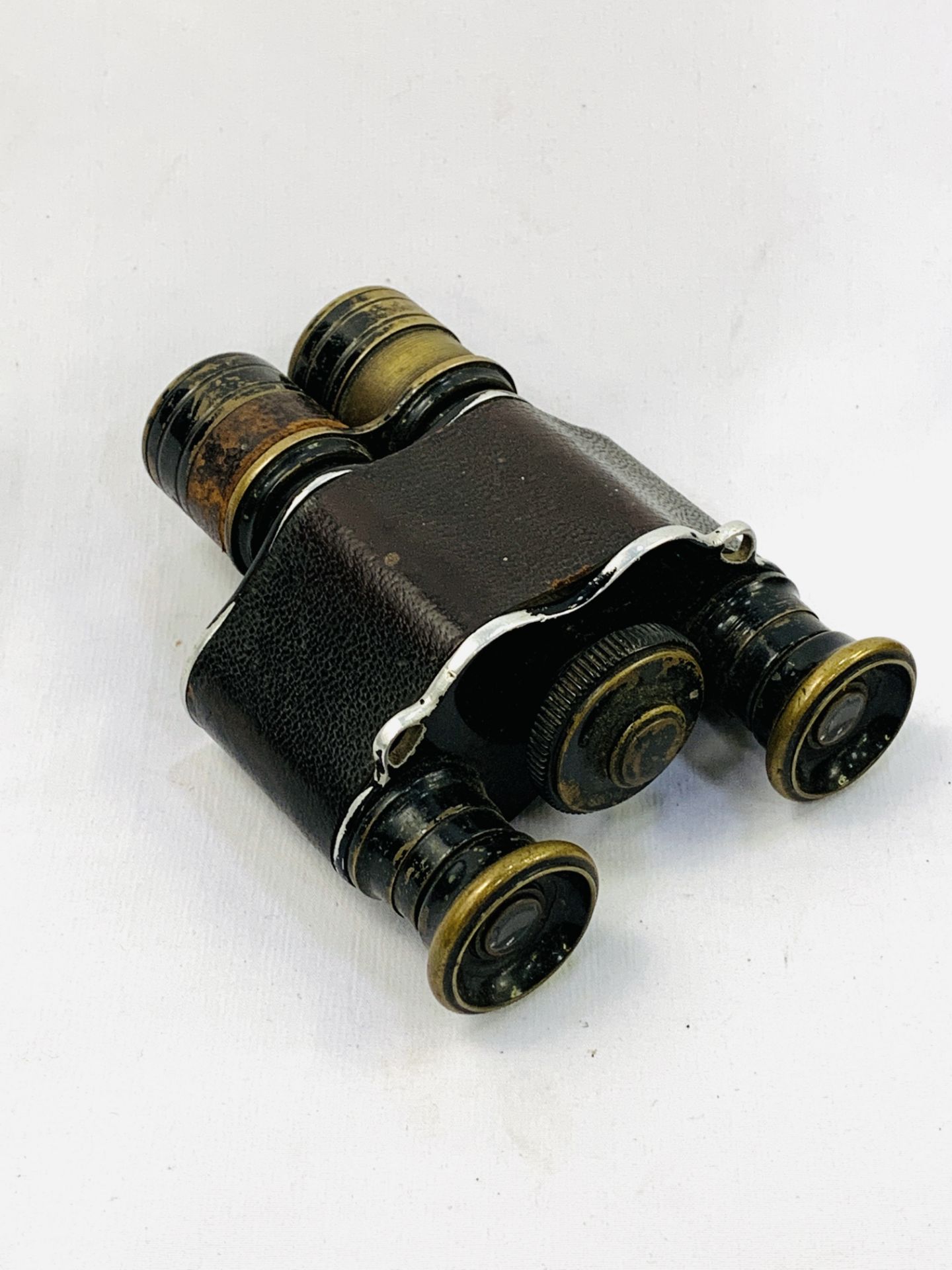 Early 20th Century leather covered binoculars by Aitchison in original brown leather case - Image 2 of 3