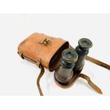 A pair of early 20th Century Lemaire Fabt., Paris, leather covered binoculars with original case