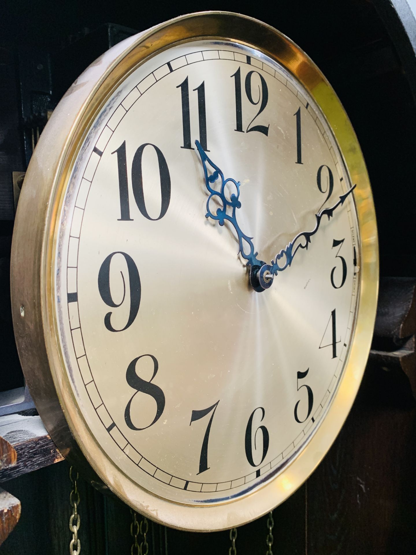 A 1930's style oak dome topped long case clock - Image 4 of 6