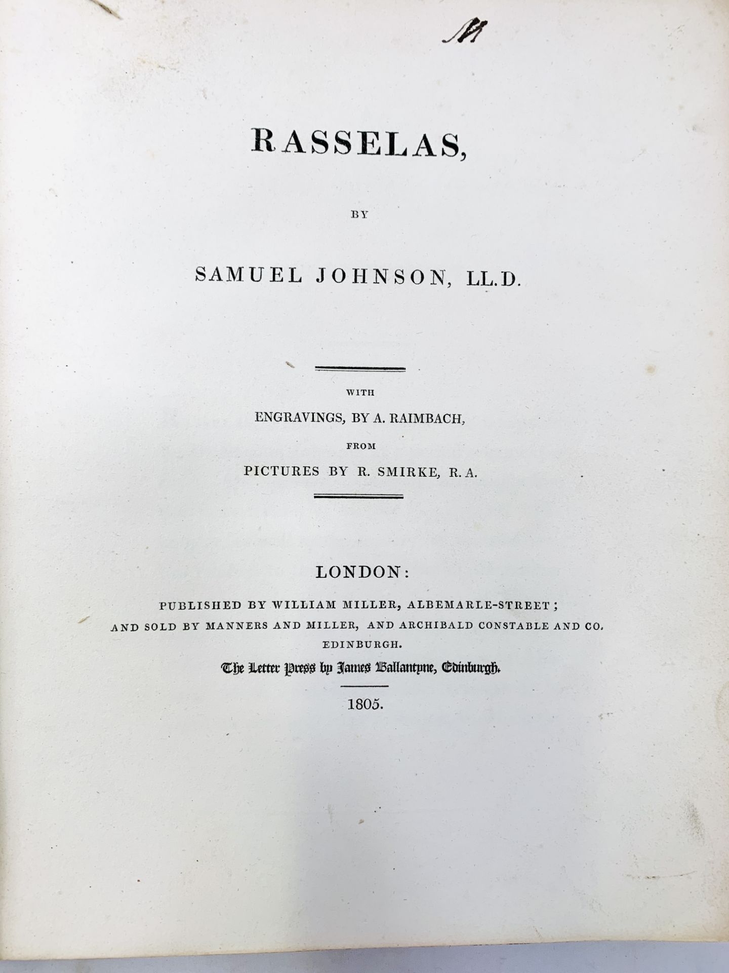 Rasselas by Samuel Johnson, 1805 - Image 3 of 4