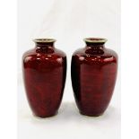 Two Japanese Ginbari red vases, early 20th Century
