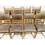 Set of eight oak Gothic revival style chairs