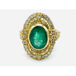 18ct gold emerald and diamond ring