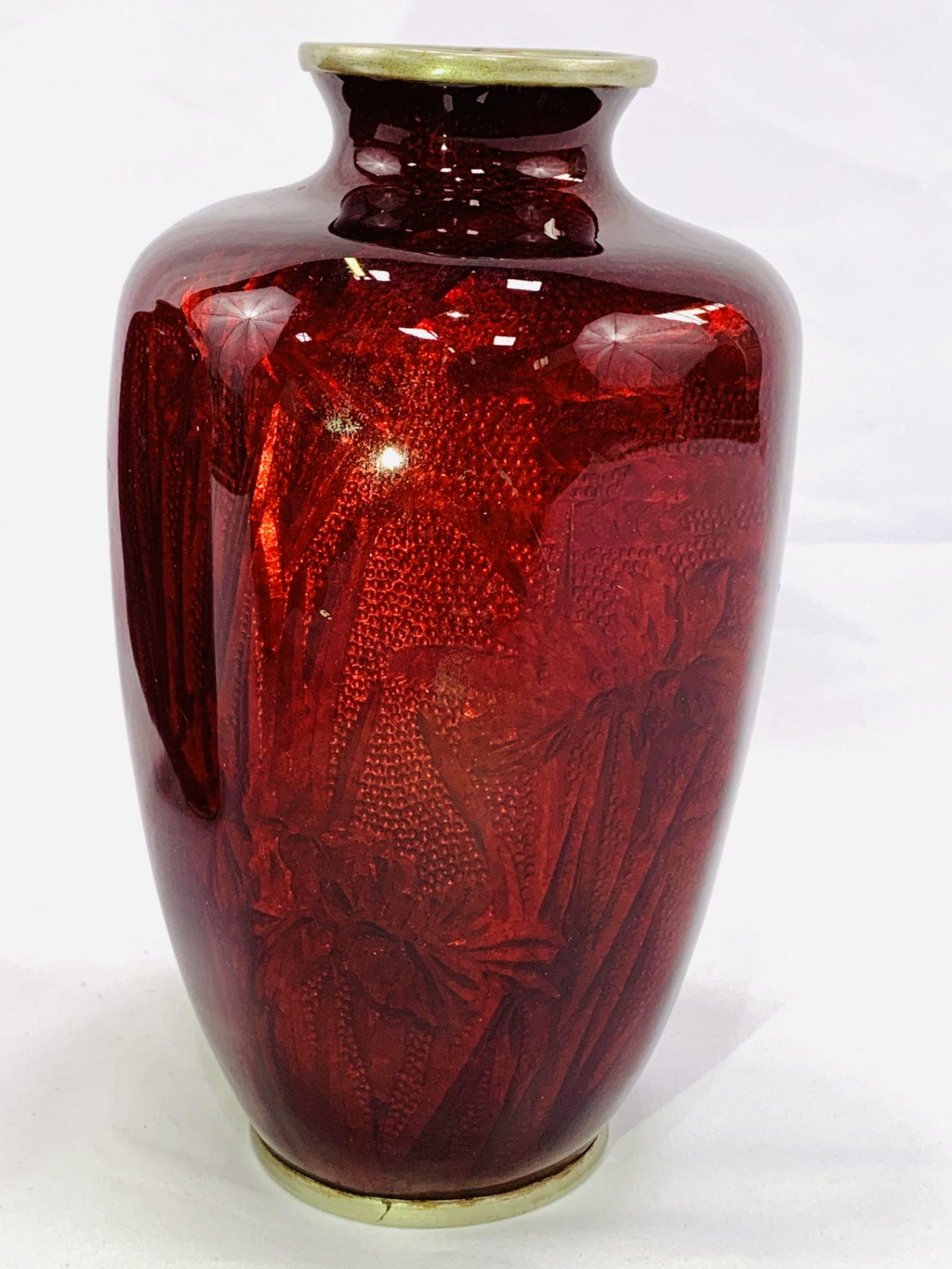 Two Japanese Ginbari red vases, early 20th Century - Image 5 of 7