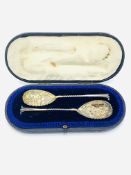 A pair of silver gilt berry spoons hallmarked London 1901 by Levesley Brothers, in original case