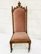 Oak framed high back hall chair