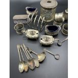 Silver cruets and other silver item