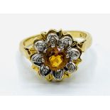 18ct gold tourmaline and diamond cluster ring