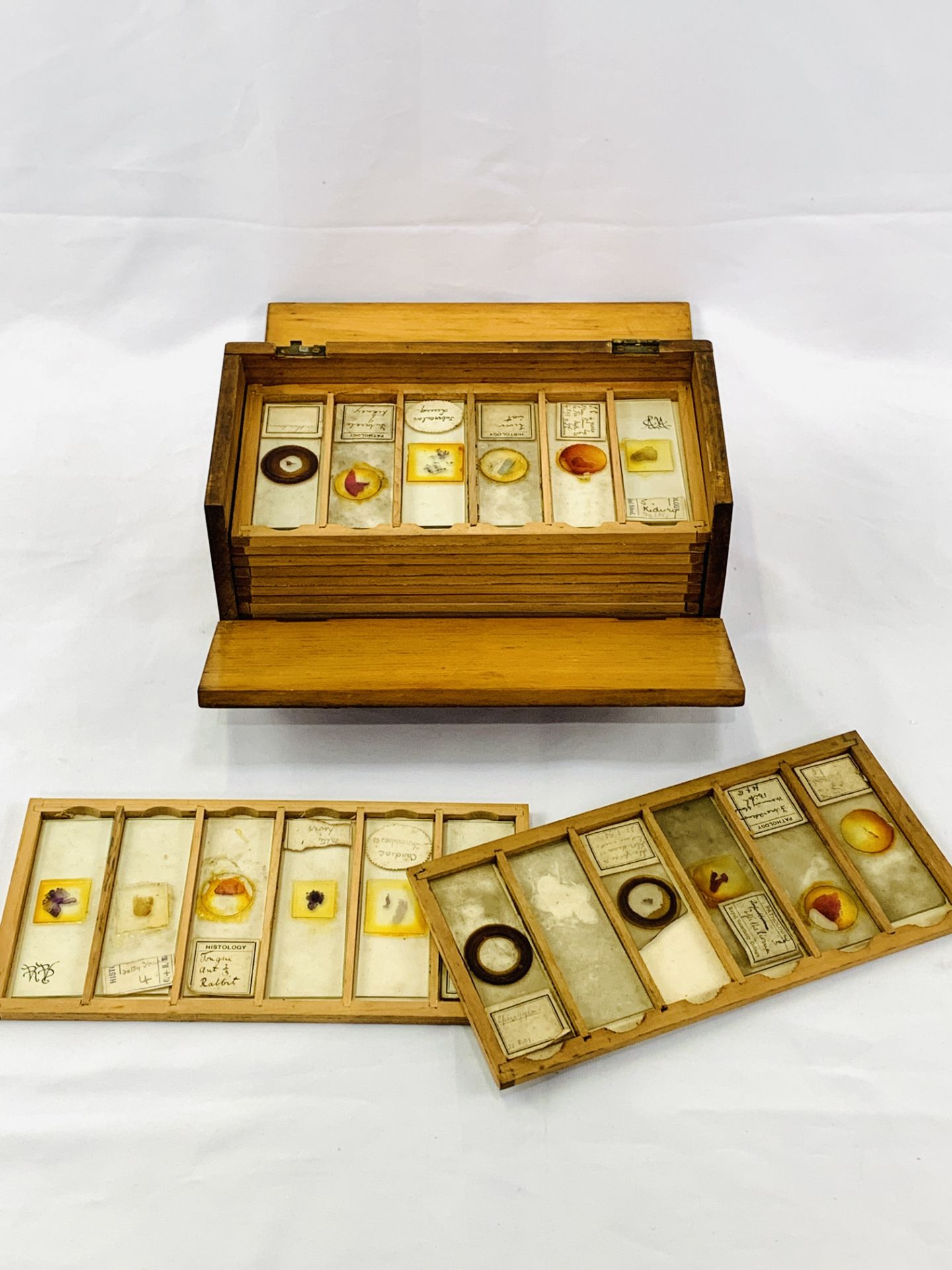 Brass microscope by John Browning, dated 1888, in fitted box and with slides - Image 7 of 11