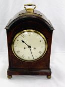 Victorian brass mounted inlaid mahogany case table clock