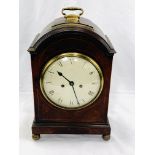 Victorian brass mounted inlaid mahogany case table clock