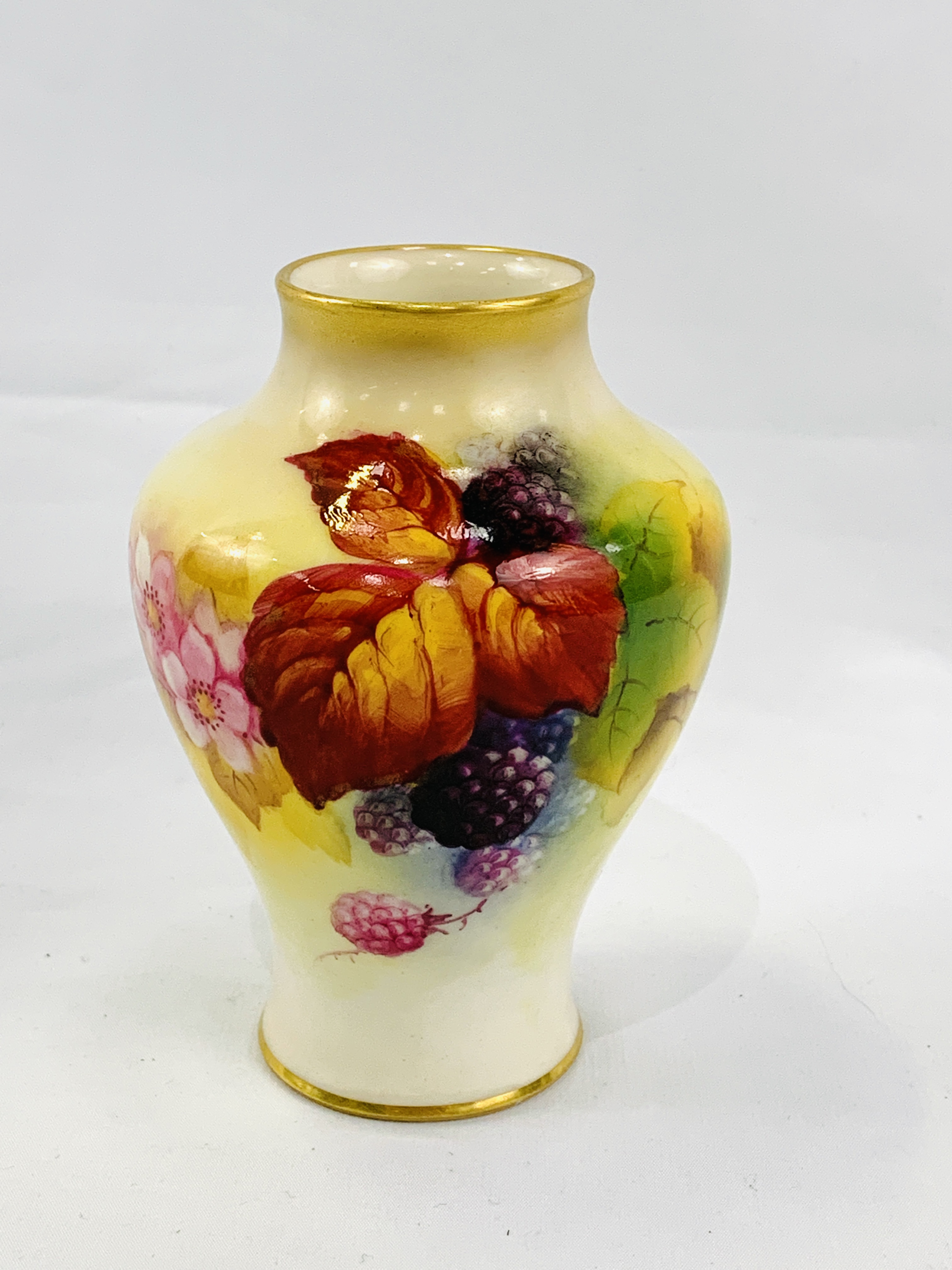 Royal Worcester vase hand-painted with blackberries by J Blake