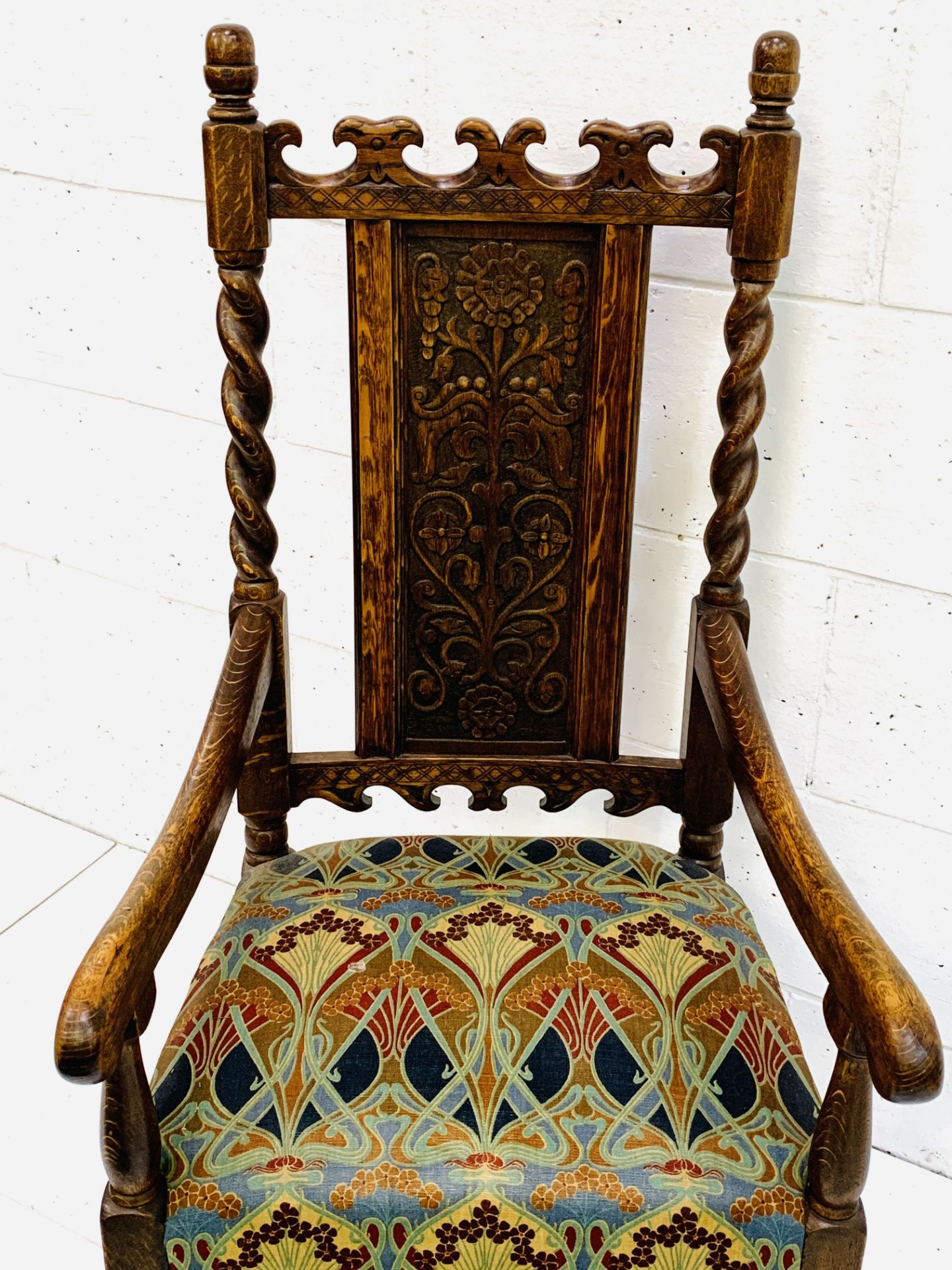 Early 20th Century oak framed open armchair - Image 2 of 6