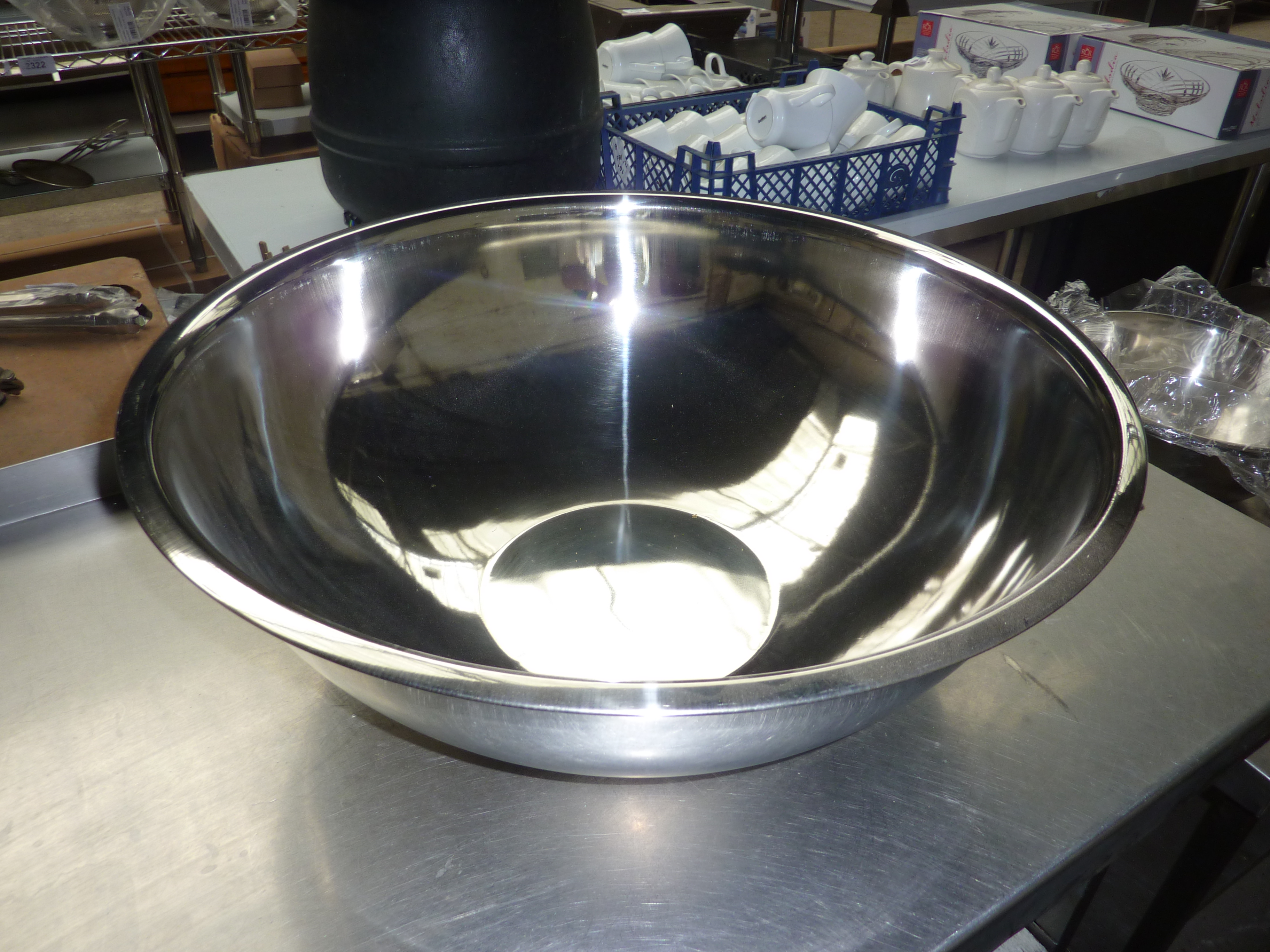 Large stainless steel mixing bowl