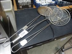 Three long handled sieves