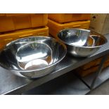 Two stainless steel mixing bowls