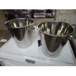 2 stainless steel champagne buckets