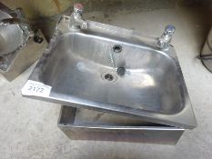 Stainless steel hand sink with taps