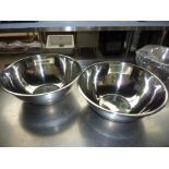 Two stainless steel mixing bowls