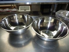 Two stainless steel mixing bowls