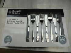 Twelve piece Russell Hobbs steak knife and fork set