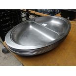 Nine stainless steel trays