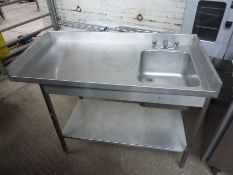 Single bowl left hand drainer sink with under shelf