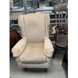 Wood frame upholstered rocking chair