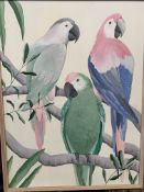 Oil on canvas painting of Parrots