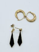 Two pairs of 9ct gold earrings