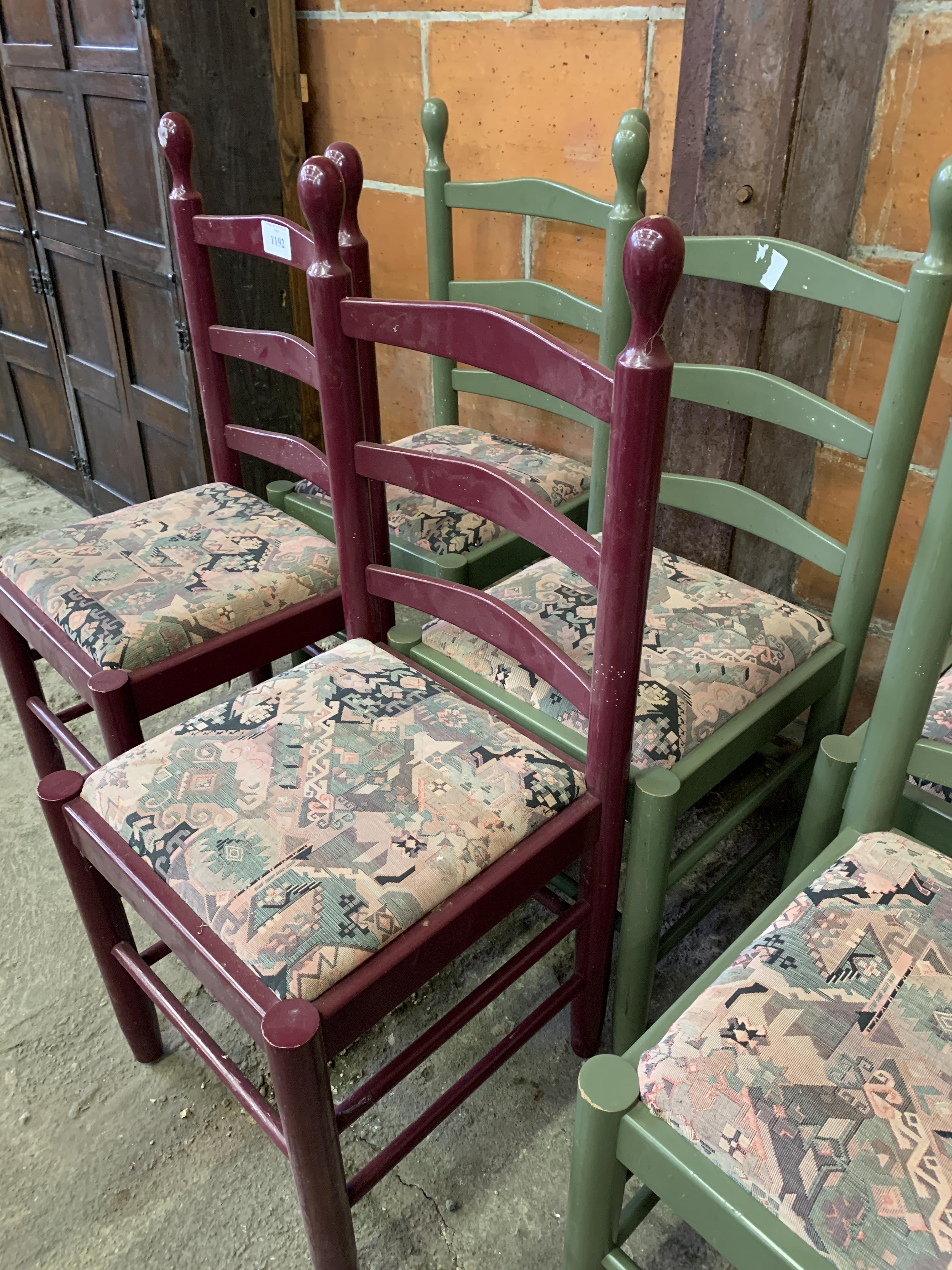 Set of six painted wood framed ladder back chairs - Image 4 of 4