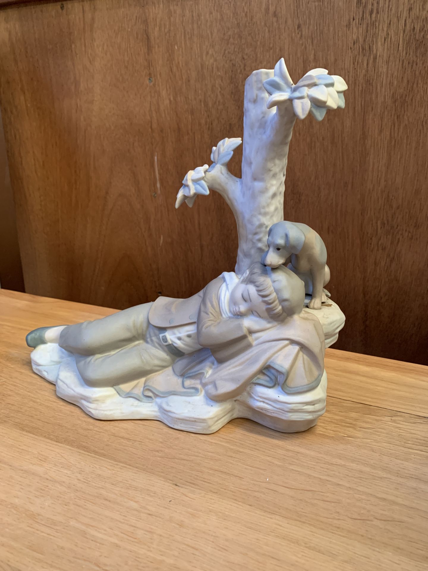 Ceramic figurine of sleeping boy with a dog - Image 2 of 2