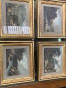Set of four framed and glazed coloured prints of rural scenes near Bath
