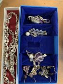 Collection of silver and amethyst jewellery and silver and marcasite jewellery