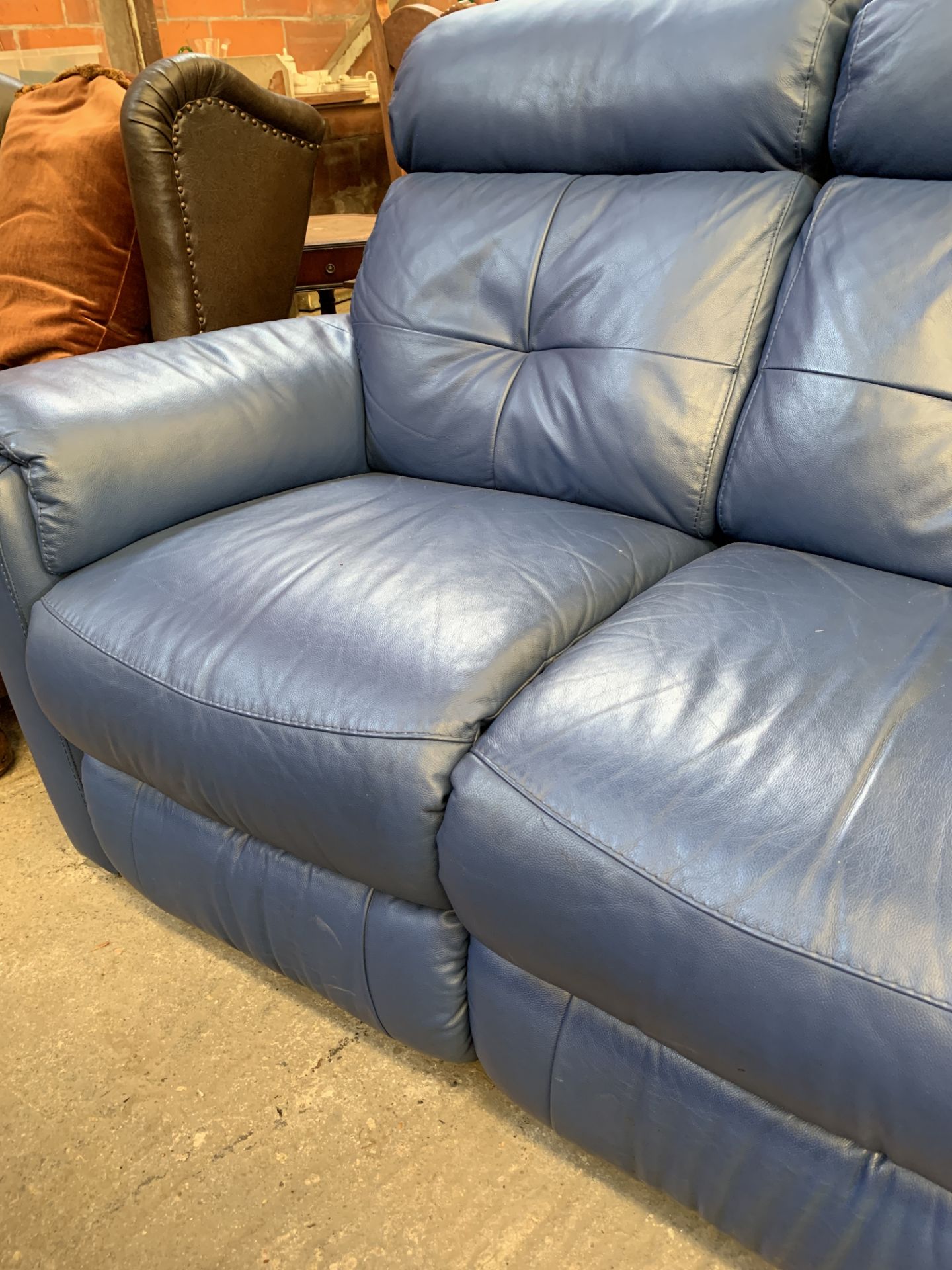 Blue reclining two seat sofa - Bild 3 aus 5