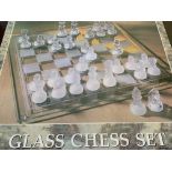 Boxed glass chess set
