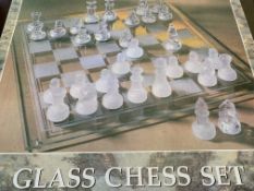 Boxed glass chess set